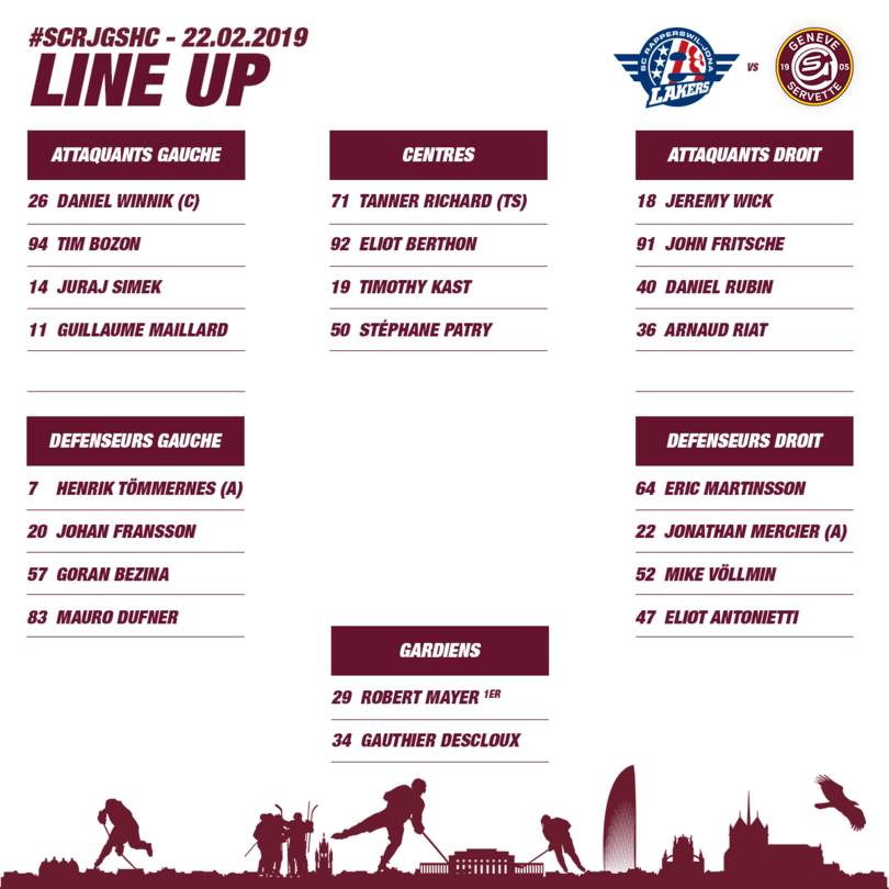 Line up Rapperswil vs GSHC