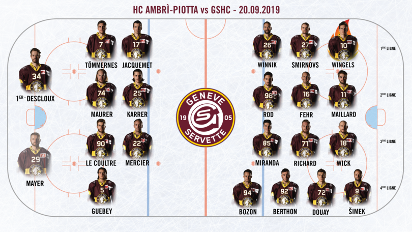 HC Ambri-piotta vs Genève-Servette HC - Line up