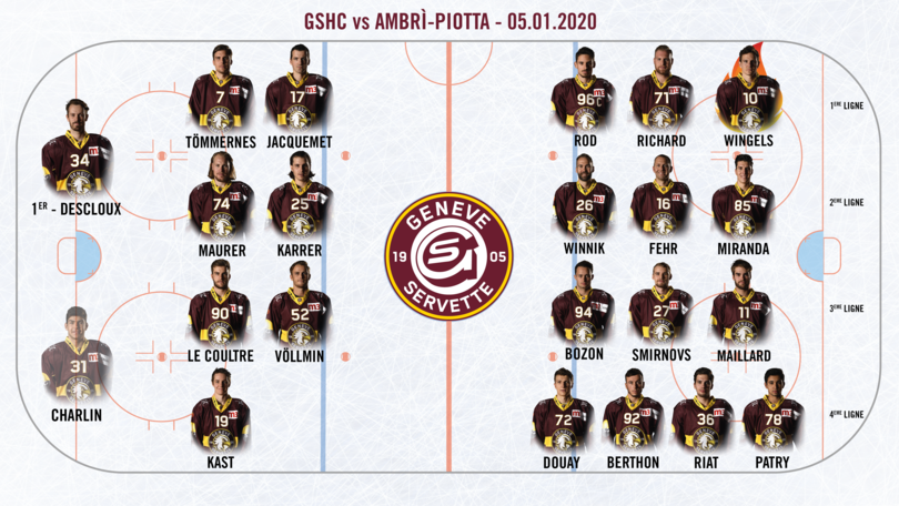 GSHC vs HC Ambri-Piotta - Line up 05012020