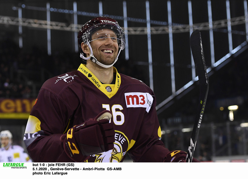 but 1-0 : joie FEHR (GS) 5.1.2020 , Genève-Servette - Ambrì-Piotta  GS-AMB photo Eric Lafargue