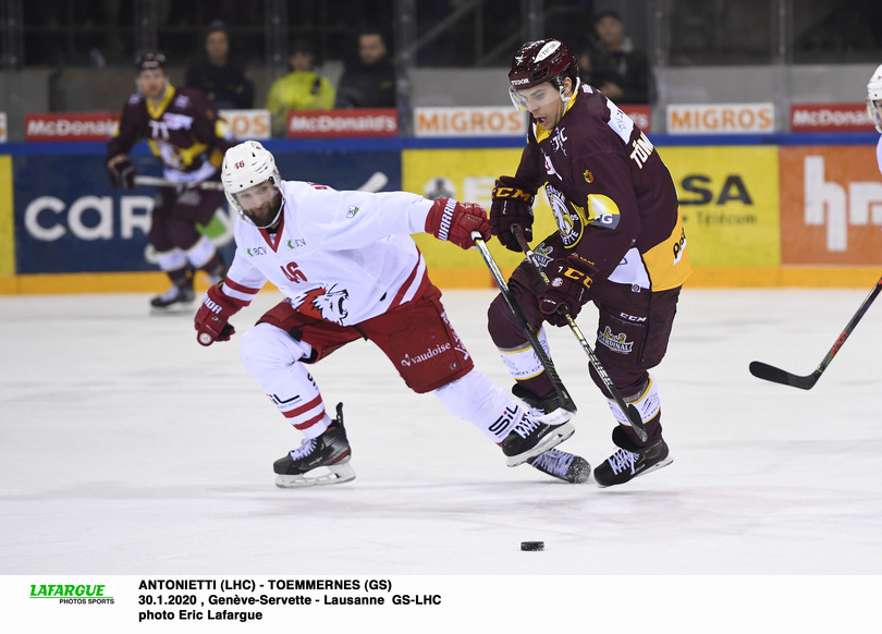 ANTONIETTI (LHC) - TOEMMERNES (GS)      30.1.2020 , Genève-Servette - Lausanne  GS-LHCphoto Eric Lafargue