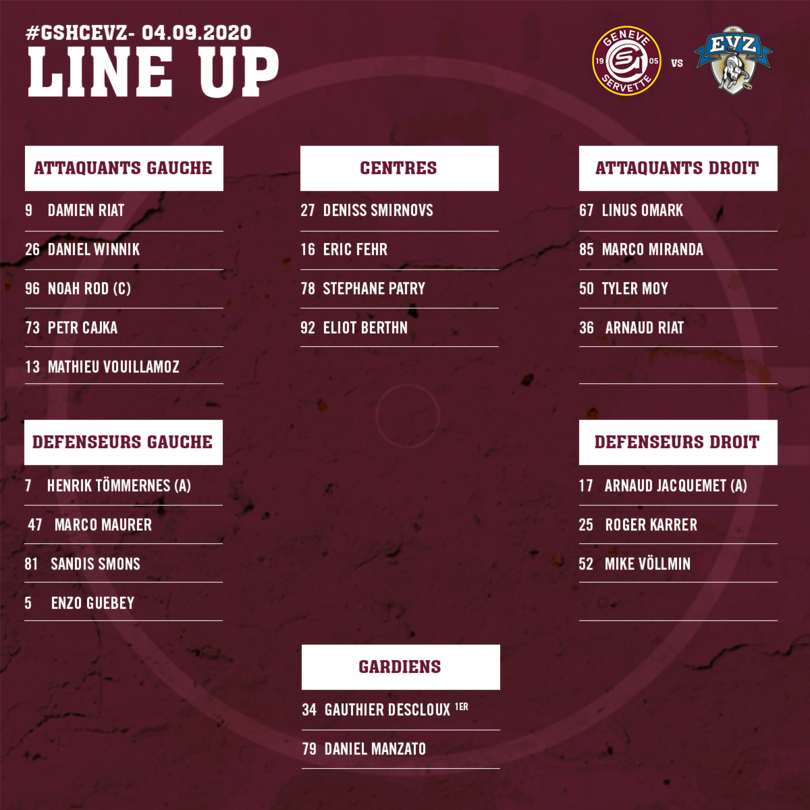 Line up GSHC vs EVZ