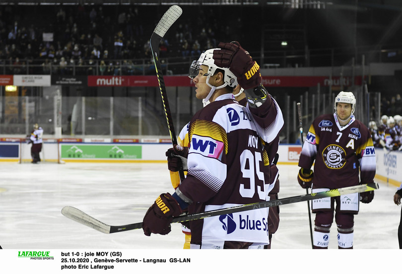 but 1-0 : joie MOY (GS)25.10.2020 , Genève-Servette - Langnau  GS-LANphoto Eric Lafargue