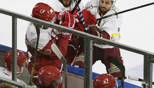 ZANGGER - RYSER (LHC) - RUBIN (GS) qui charge   10.10.2017 ,  Lausanne - Genève-Servette  LHC-GSphoto Eric Lafargue