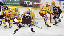 VERMIN - KARRER - OMARK (GS) face à GUSTAFSSON - FEY - VAN POTTELBERGHE - LINDBOHM (BI)      13.3.2021 , Genève-Servette - Bienne  GS-BI  photo Eric Lafargue