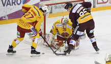 RATHGEB - VAN POTTELBERGHE (BI) - MIRANDA (GS)  13.3.2021 , Genève-Servette - Bienne  GS-BI  photo Eric Lafargue