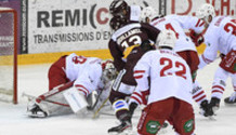 but 1-0 : BOLTSHAUSER (LHC) - WINNIK - VOUILLAMOZ , qui va marquer (GS) - BARBERIO - BERTSCHY - EMMERTON (LHC) 23.3.2021 , Genève-Servette - Lausanne  GS-LHCphoto Eric Lafargue