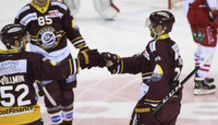 but 2-1 : joie VOELLMIN - MIRANDA - FEHR , le buteur (GS)     23.3.2021 , Genève-Servette - Lausanne  GS-LHCphoto Eric Lafargue