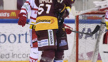 but 3-1 : joie FILPPULA - JOORIS , le buteur (GS)  16.10.2021 , Genève-Servette - Rapperswil Lakers GS-RAP  photo Eric Lafargue