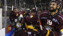 fin du match : joie ROD - PATRY - RIAT - JOORIS (GS)  16.10.2021 , Genève-Servette - Rapperswil Lakers GS-RAP  photo Eric Lafargue