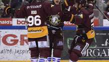 but 2-1 : joie ROD - VERMIN - RICHARD (GS) 26.2.2022 , Genève-Servette - Berne  GS-SCBphoto Eric Lafargue