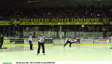 tifo des fans (GS) : HEY ILS SONT LA LES GENEVOIS   26.2.2022 , Genève-Servette - Berne  GS-SCBphoto Eric Lafargue