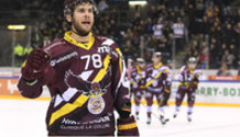 but 3-1 : joie  POULIOT , le buteur (GS)  8.3.2022 , Genève-Servette - Lugano  GS-LUGAphoto Eric Lafargue