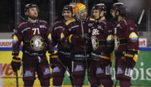 BUT 4-1 : joie RICHARD - KARRER - TOMMERNES , le buteur - ROD - JOORIS (GS)   9.3.2022 , Genève-Servette - Ajoie  GS-AJOphoto Eric Lafargue