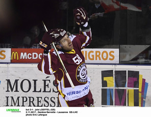 but 2-1 . joie LOEFFEL (GS) 2.11.2017 , Genève-Servette - Lausanne  GS-LHCphoto Eric Lafargue