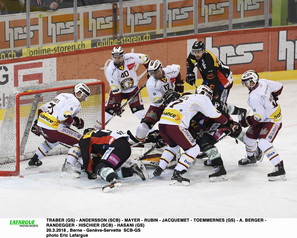 TRABER (GS) - ANDERSSON (SCB) - MAYER - RUBIN - JACQUEMET - TOEMMERNES (GS) - A. BERGER - RANDEGGER - HISCHIER (SCB) - HASANI (GS)20.3.2018 , Berne - Genève-Servette  SCB-GSphoto Eric Lafargue