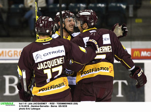 but 1-0 : joie JACQUEMET  - ROD - TOEMMERNES (GS) 3.10.2018 , Genève-Servette - Berne  GS-SCBphoto Eric Lafargue