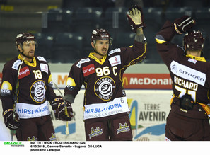 but 1-0 : WICK - ROD - RICHARD (GS)    6.10.2018 , Genève-Servette - Lugano  GS-LUGAphoto Eric Lafargue