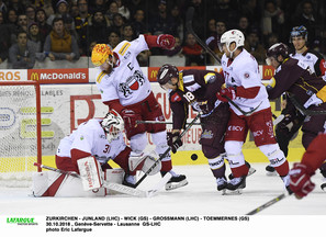 ZURKIRCHEN - JUNLAND (LHC) - WICK (GS) - GROSSMANN (LHC) - TOEMMERNES (GS)    30.10.2018 , Genève-Servette - Lausanne  GS-LHCphoto Eric Lafargue