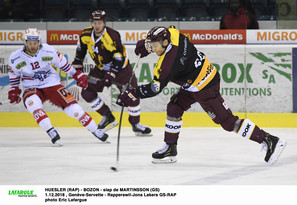 HUESLER (RAP) - BOZON - slap de MARTINSSON (GS) 1.12.2018 , Genève-Servette - Rapperswil-Jona Lakers GS-RAP  photo Eric Lafargue