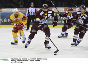 NEUKOM (LAN) - WINNIK - JACQUEMET - BERTHON (GS)8.2.2019 , Genève-Servette - Langnau  GS-LANphoto Eric Lafargue