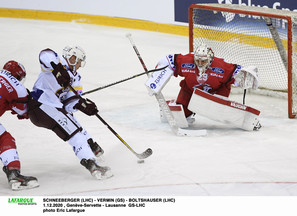 SCHNEEBERGER (LHC) - VERMIN (GS) - BOLTSHAUSER (LHC)    1.12.2020 , Genève-Servette - Lausanne  GS-LHCphoto Eric Lafargue