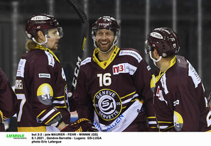 but 2-2 : joie MAURER - FEHR - WINNIK (GS) 8.1.2021 , Genève-Servette - Lugano  GS-LUGAphoto Eric Lafargue